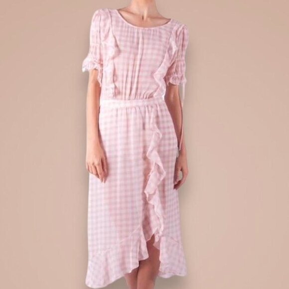 For Love & Lemons Checkered Pink Midi Dress - Picture 4 of 4